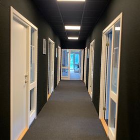 Black felt on wall and ceiling
