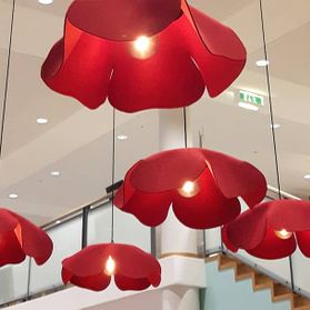 Ceiling lamps in red 5mm wool felt